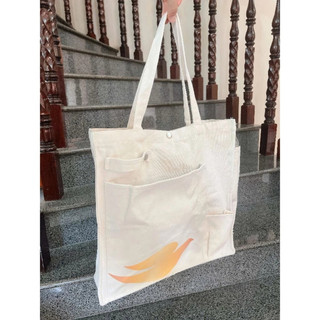 Túi Tote Túi Vải Canvas Phong Cách Hàn quốc siêu to mịn Size : 35 x 30 x 15cm ( to và rộng lắm ) Hkm dove