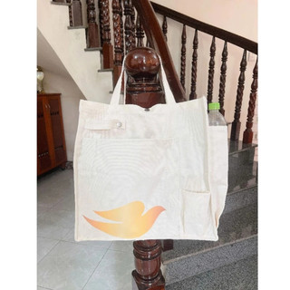 Túi Tote Túi Vải Canvas Phong Cách Hàn quốc siêu to mịn Size : 35 x 30 x 15cm ( to và rộng lắm ) Hkm dove