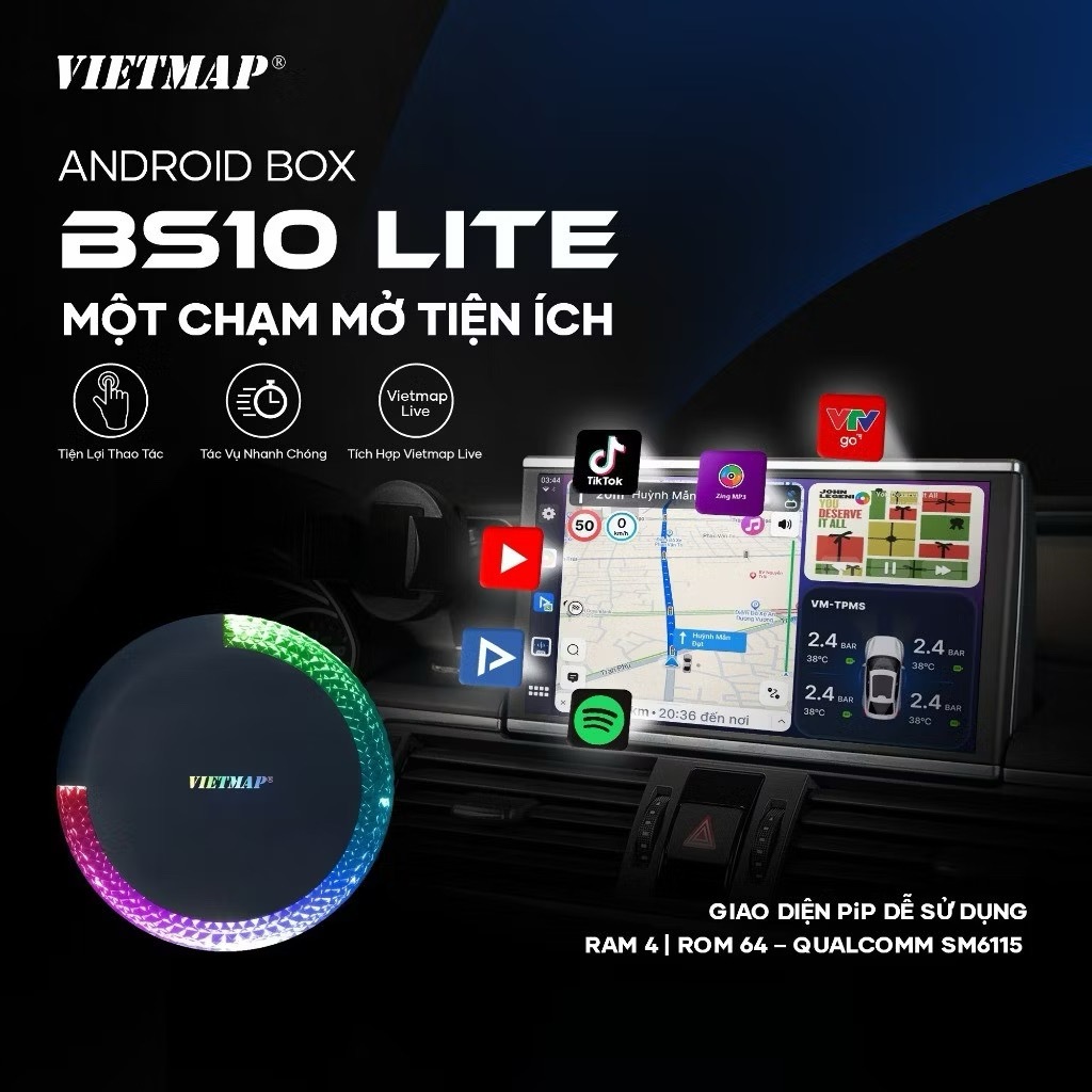 Android Box Ô Tô VIETMAP BS10 Lite (4-64)
