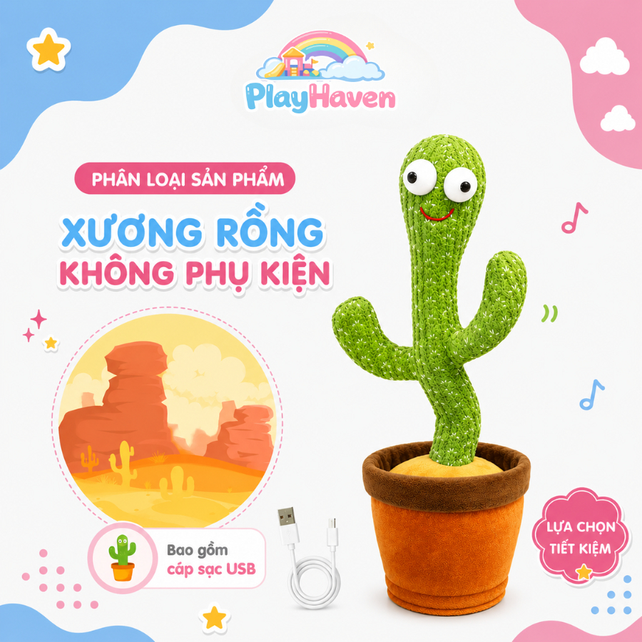Đồ Chơi Nhại Tiếng Cho Bé Xương Rồng & Vịt Biết Nói Phát Nhạc Vui Nhộn