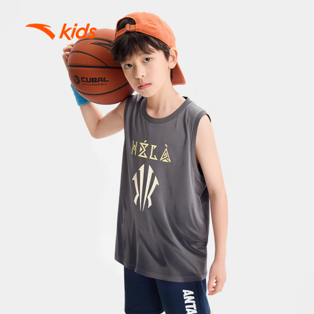 Anta Kids Áo Ba Lỗ Thể Thao Bé Trai Bóng Rổ Chạy Bộ Đi Học Đi Chơi Thoáng Mát 3526B1111