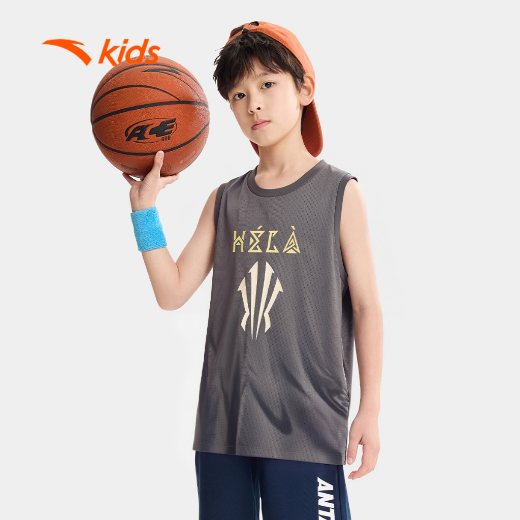 Anta Kids Áo Ba Lỗ Thể Thao Bé Trai Bóng Rổ Chạy Bộ Đi Học Đi Chơi Thoáng Mát 3526B1111