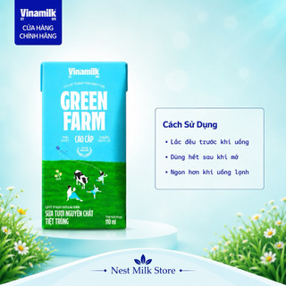 Sữa Tươi Nguyên Chất Tiệt Trùng Green Farm 100% không đường Hộp 110ml - Thùng 48 Hộp