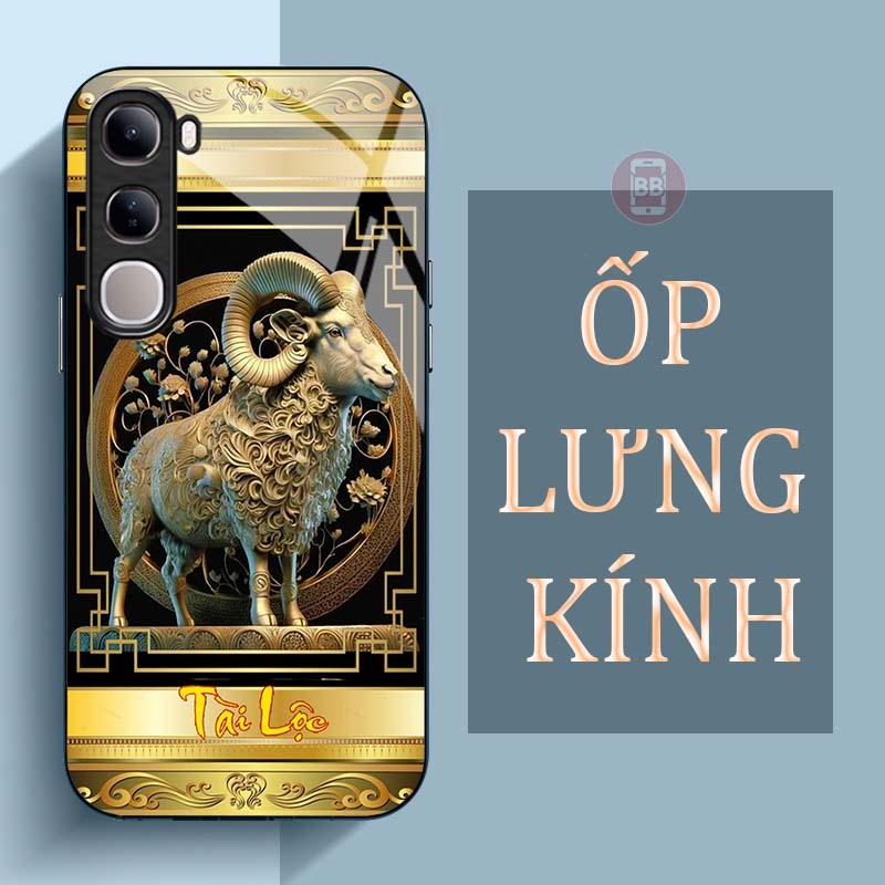 Ốp Lưng Cho VIVO V40 LITE/ Y19S/ Y19S PRO Mặt Lưng Kính Cường Lực In Hình 12 con giáp Tài Lộc