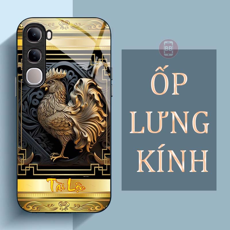 Ốp Lưng Cho VIVO V40 LITE/ Y19S/ Y19S PRO Mặt Lưng Kính Cường Lực In Hình 12 con giáp Tài Lộc