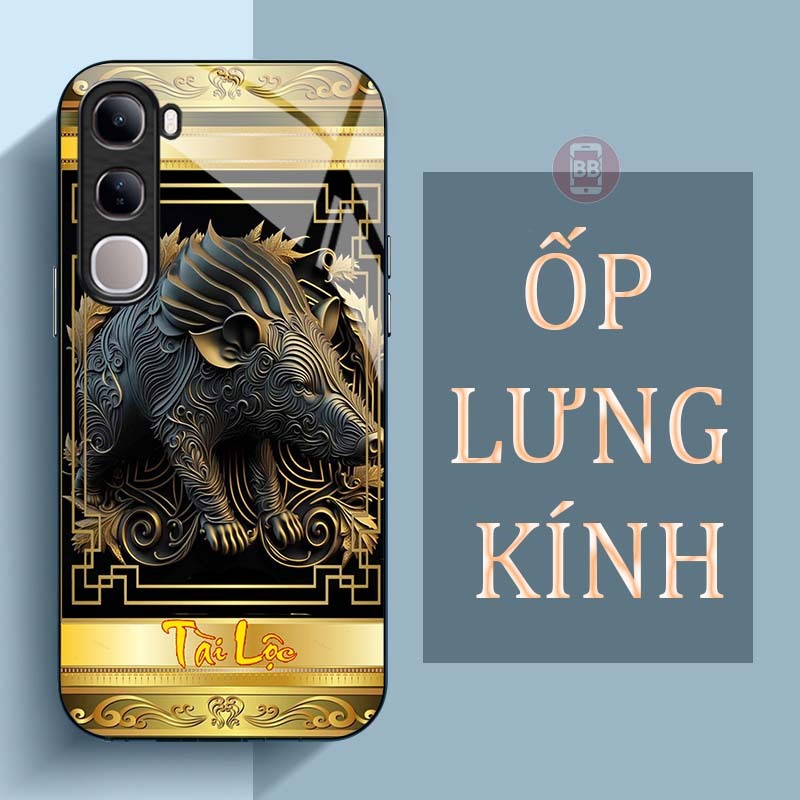 Ốp Lưng Cho VIVO V40 LITE/ Y19S/ Y19S PRO Mặt Lưng Kính Cường Lực In Hình 12 con giáp Tài Lộc