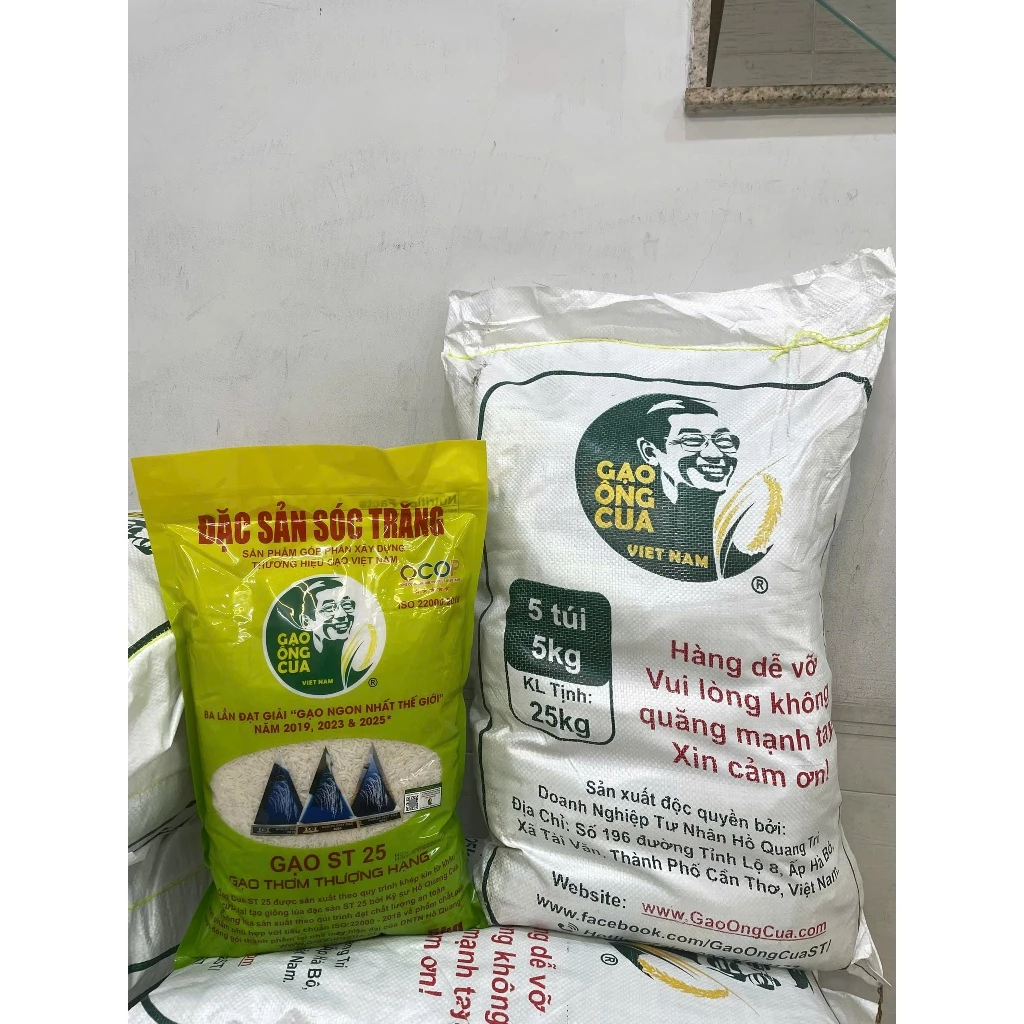 Gạo ST25 Chính Hãng - Gạo Ông Cua (Bao 25kg) - Gạo Ngon Nhất Thế Giới 2025