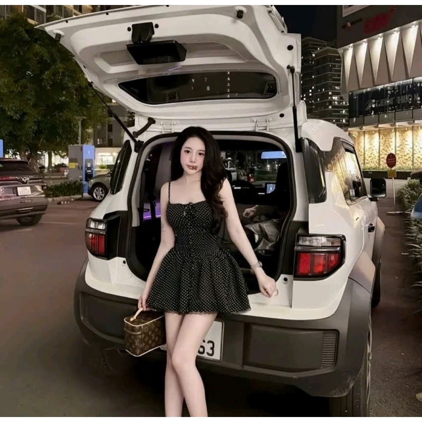 VÁY 2 DÂY CHẤM BI THẮT EO DÁNG XOÈ GỢI CẢM | OUTFIT ĐI BIỂN DẠO PHỐ | BY CHAMIE STORE - A7014