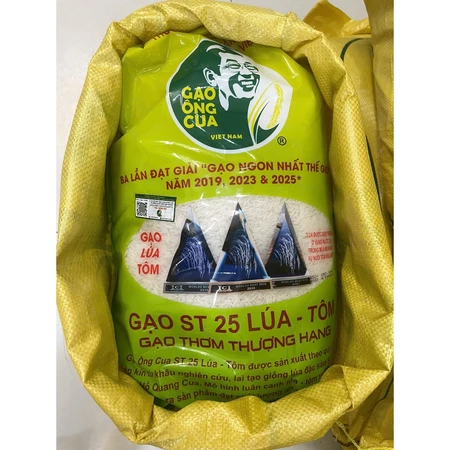 Gạo ST25 Lúa Tôm Chính Hãng - Gạo Ông Cua (Bao 25kg) - Gạo Ngon Nhất Thế Giới 2025 - Gạo Phương Nam