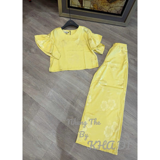 Sét áo lụa tầm vân hoa tay bèo + quần xuông