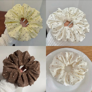 Scrunchies cột tóc voan tiểu thư chấm bi phồng cỡ lớn dây cột tóc nữ thời trang Hàn Quốc