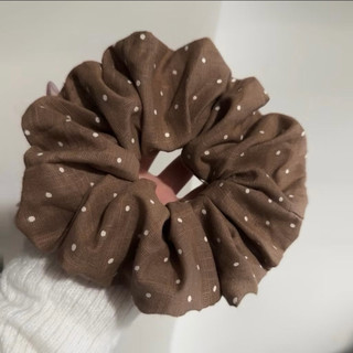 Scrunchies cột tóc voan tiểu thư chấm bi phồng cỡ lớn dây cột tóc nữ thời trang Hàn Quốc