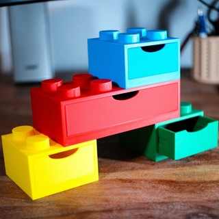 Hộp Đựng Đồ Mini Dáng Gạch Xếp Hình, Ngăn Kéo Để Bàn Decor Góc Làm Việc Gọn Gàng