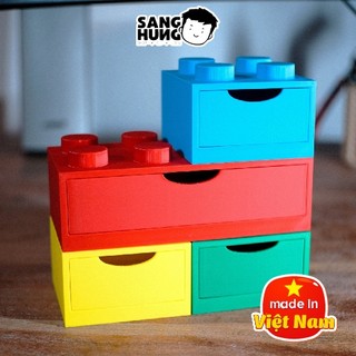 Hộp Đựng Đồ Mini Dáng Gạch Xếp Hình, Ngăn Kéo Để Bàn Decor Góc Làm Việc Gọn Gàng