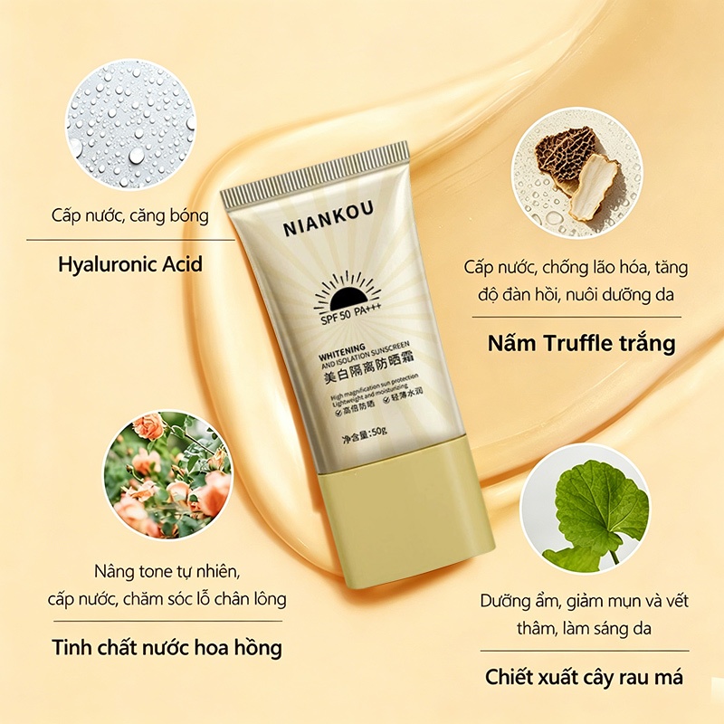【BÁN CHẠY】 Kem Chống Nắng SPF50 PA+++ 50g Nâng Tone Dưỡng Ẩm Chống Tia UV