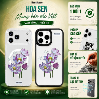 Ốp Lưng iPhone 12 13 14 15 16 17 Chống Sốc, Chống Ố Vàng Trong Suốt In Hình Hoa Sen Cho Nữ