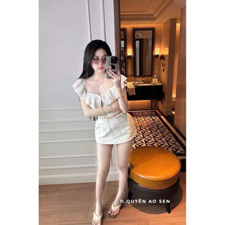 SET ÁO TRỄ VAI REN ĐAN DÂY MIX CHÂN VÁY HOT HIT
