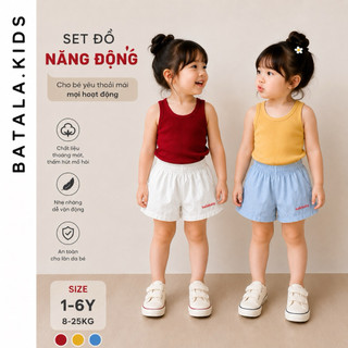 Set đồ mùa hè cho bé BATALA KIDS, bộ mùa hè cho bé trai bé gái QUẦN SHORT GIÓ ÁO BA lỖ TĂM cho bé từ 1-6 tuổi
