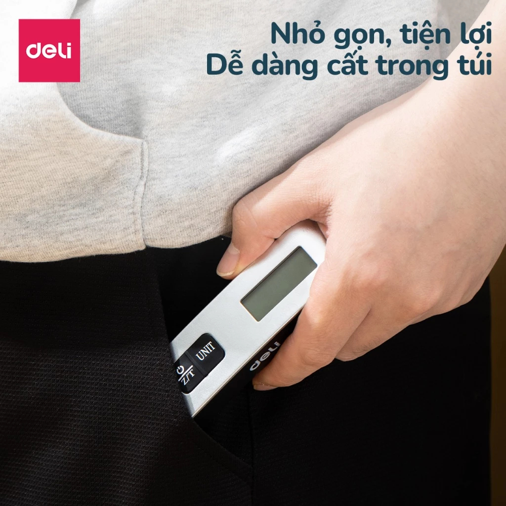 Cân điện tử Deli cầm tay mini Chính Hãng Cân 50kg Cân Hành Lý Vali Gói Kiện Hàng Chính Xác