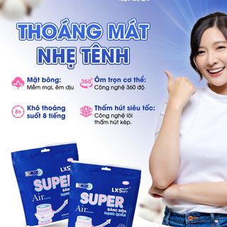 [ TẶNG 12 BVS] Băng Vệ Sinh Quần LXSoft Super Air cao cấp, Bạc Hà mát lạnh, Mặt bông mềm, siêu thấm hút - 3 miếng/gói