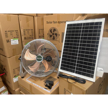 Quạt Năng Lượng Mặt Trời SOLAR FAN cao cấp, lồng quạt 16inch, 12 cấp độ gió,báo % pin,cổng sạc USB, có remote điều khiển