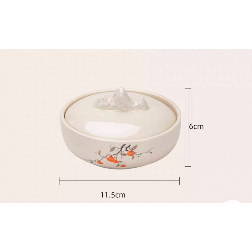 Nghiên mực gốm sứ cao cấp phong cách sơn thủy cổ điển – vừa giữ mực, giữ nước, vừa có gác bút bảo vệ đầu lông bút