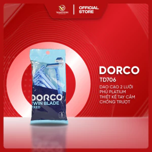 Dao Cạo Râu DORCO TD706 - Twin Blade Fixed Gói 5 Cây 2 Lưỡi Cạo Êm Ái Sắc Bén Dùng An Toàn Cho Nam Giới