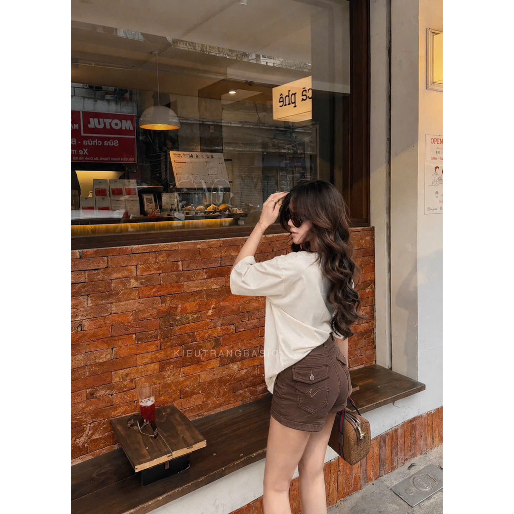 (S-2Xl) HHCHOU- Quần Short Jeans Túi Nắp Kiểu Full màu H00