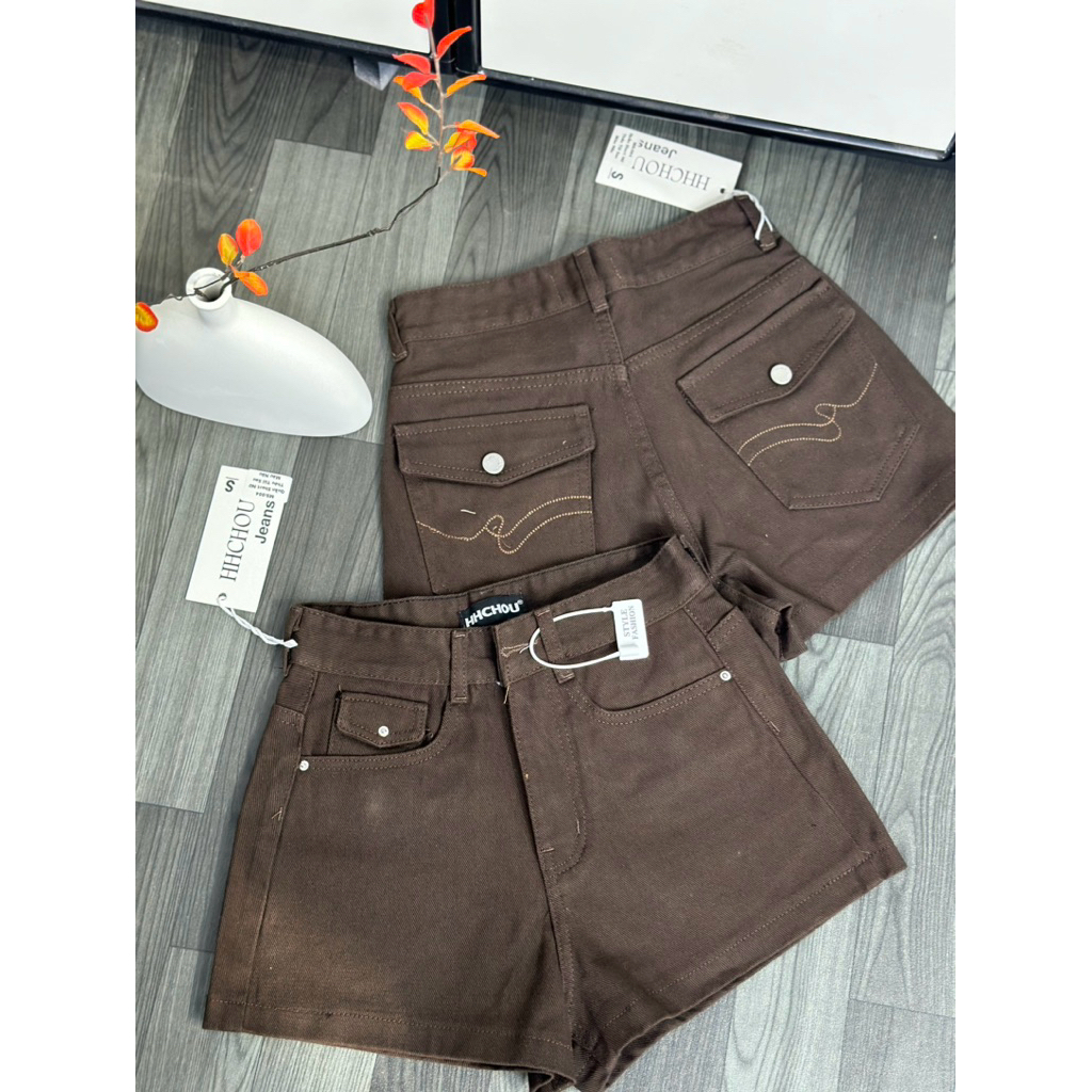(S-2Xl) HHCHOU- Quần Short Jeans Túi Nắp Kiểu Full màu H00