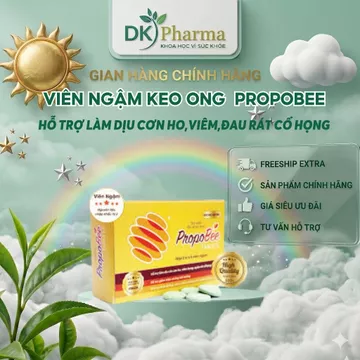 Viên Ngậm Keo Ong Thảo Dược Propobee hộp 3 vỉ x 6 viên Giảm Ho,Đau Rát Họng DK Pharma