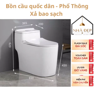 Bồn Cầu Liền khối 1 Khối XẢ XOÁY KẾT HỢP XẢ ĐẨY NƯỚC MẠNH MEN NANO CAO CẤP TRẮNG SÁNG