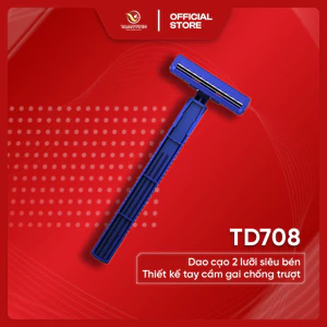 Dao Cạo Râu DORCO TD708 - 2 Lưỡi Túi 5 Cây Màu Xanh Navy Cạo Êm Ái Sắc Bén Cho Nam Giới