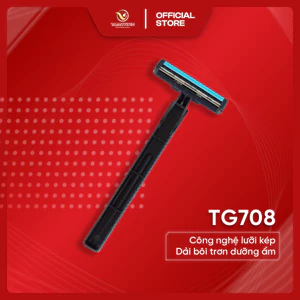 Dao Cạo Râu DORCO TG708 - Đen Lưỡi Kép Êm Ái Cạo Gọn Gàng Sắc Bén Dành Cho Nam