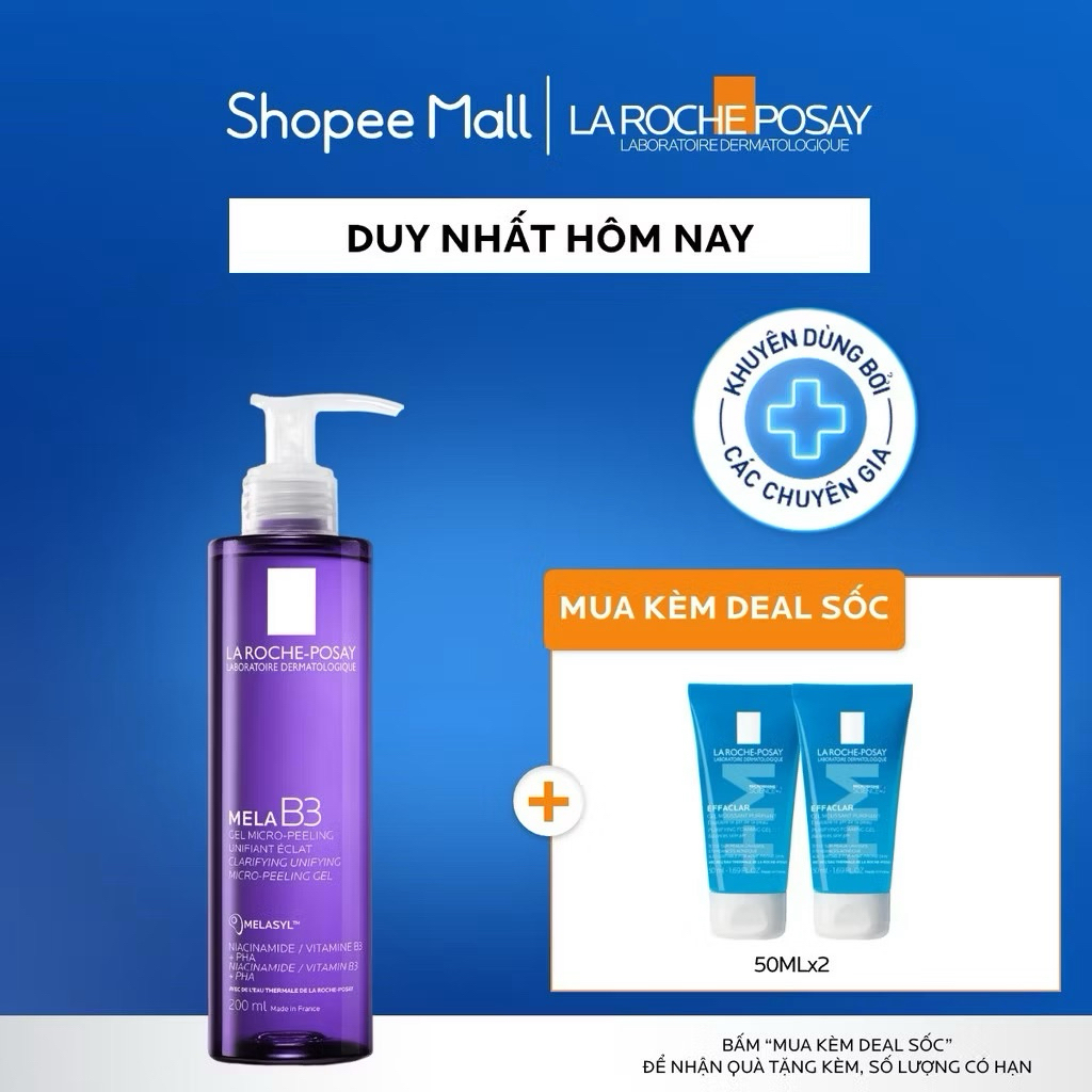 Sữa Rửa Mặt La Roche-Posay Mela B3 200ml Chính Hãng – Làm Sáng Da, Mờ Thâm, Tẩy Tế Bào Chết Dịu Nhẹ