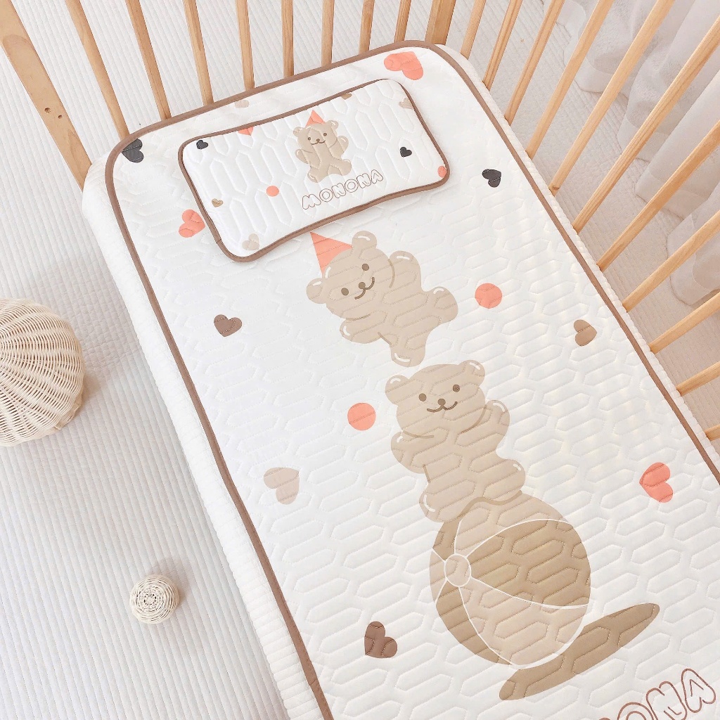 Thảm điều hoà kèm gối Monona chất liệu thông thoáng, điều hoà thân nhiệt quanh năm bảo vệ làn da bé