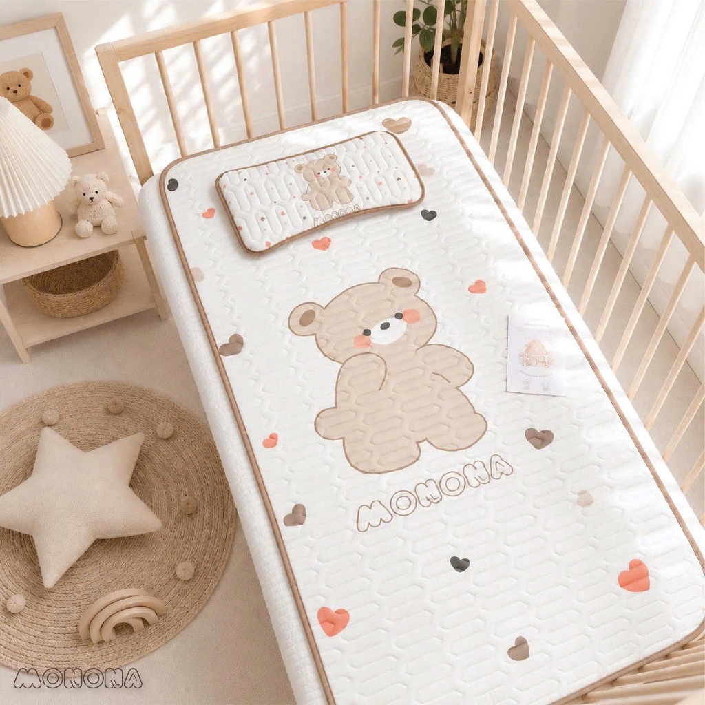 Thảm điều hoà kèm gối Monona chất liệu thông thoáng, điều hoà thân nhiệt quanh năm bảo vệ làn da bé