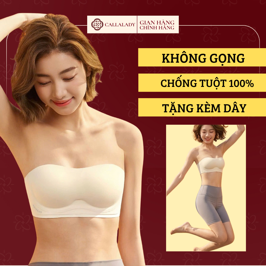 Áo ngực không dây chống tuột Callalady nâng ngực to, không gọng,chống xệ chất đúc su thông thoáng không lộ viền AN09