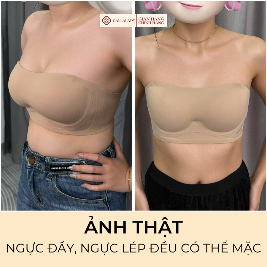 Áo ngực không dây chống tuột Callalady nâng ngực to, không gọng,chống xệ chất đúc su thông thoáng không lộ viền AN09