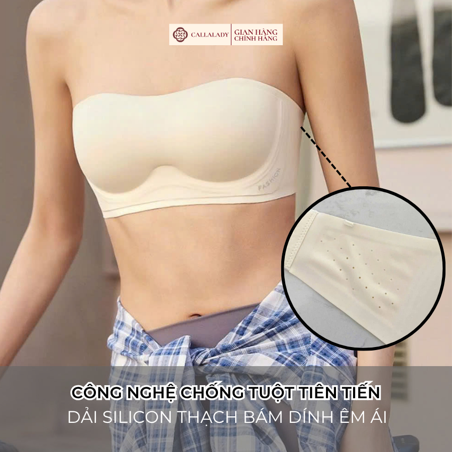 Áo ngực không dây chống tuột Callalady nâng ngực to, không gọng,chống xệ chất đúc su thông thoáng không lộ viền AN09