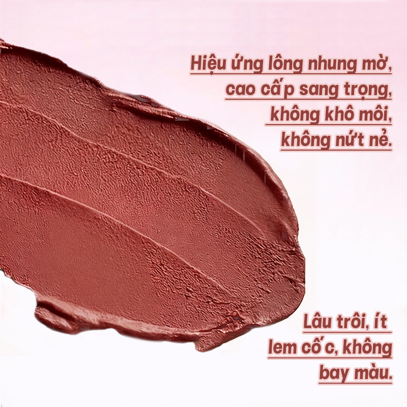 Son Lì Giá Rẻ Chất Lượng Cao – màu chuẩn, bền màu, hiệu ứng mịn lì như nhung, làm mờ rãnh môi, căng mọng