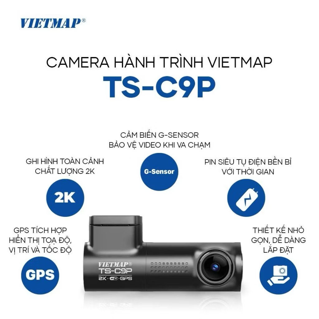 [HCM] Camera Hành Trình VIETMAP TS-C9P, Độ Phân Giải 2K Tích Hợp GPS