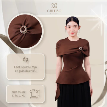 ÁO thiết kế tay ngắn dành cho nữ (PEPLUM KÈM TAG O) tôn dáng co giản thoải mái chất liệu POLI mịn-CHIDAOBOUTIQUE