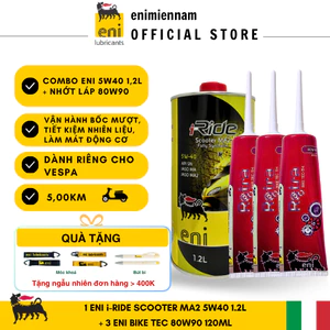Combo Eni Scooter MA2 5W40 1.2L + 3 Nhớt Lap Eni Bike Tec 80W90 120ml