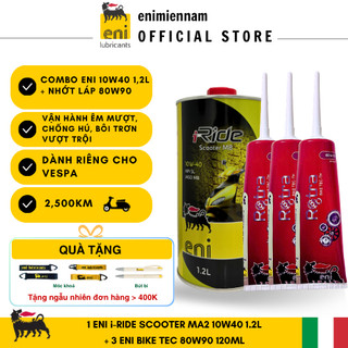 (Nhập khẩu) Combo Eni Scooter 10W40 1.2L + 3 Nhớt Láp 80W90 120ML
