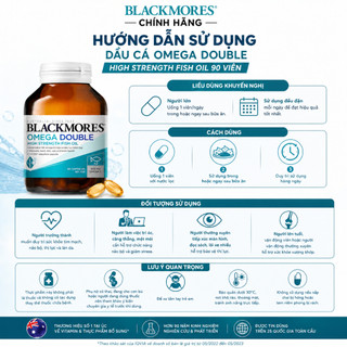 [CHÍNH HÃNG] Viên uống dầu cá Blackmores Omega Double 90 viên hỗ trợ trí não và sức khoẻ tim mạch