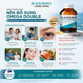 [CHÍNH HÃNG] Viên uống dầu cá Blackmores Omega Double 90 viên hỗ trợ trí não và sức khoẻ tim mạch
