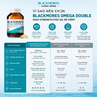 [CHÍNH HÃNG] Viên uống dầu cá Blackmores Omega Double 90 viên hỗ trợ trí não và sức khoẻ tim mạch