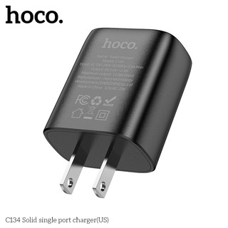 Cốc sạc Hoco C134 cổng USB-A max 12W, chân dẹp US
