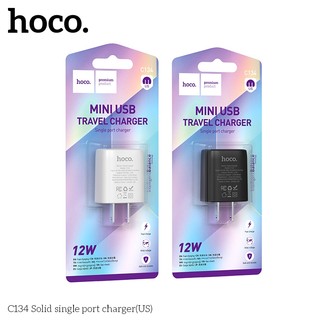 Cốc sạc Hoco C134 cổng USB-A max 12W, chân dẹp US