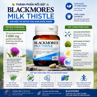 Viên uống hỗ trợ bảo vệ và phục hồi tế bào gan Blackmores Milk Thistle lọ 42 Viên